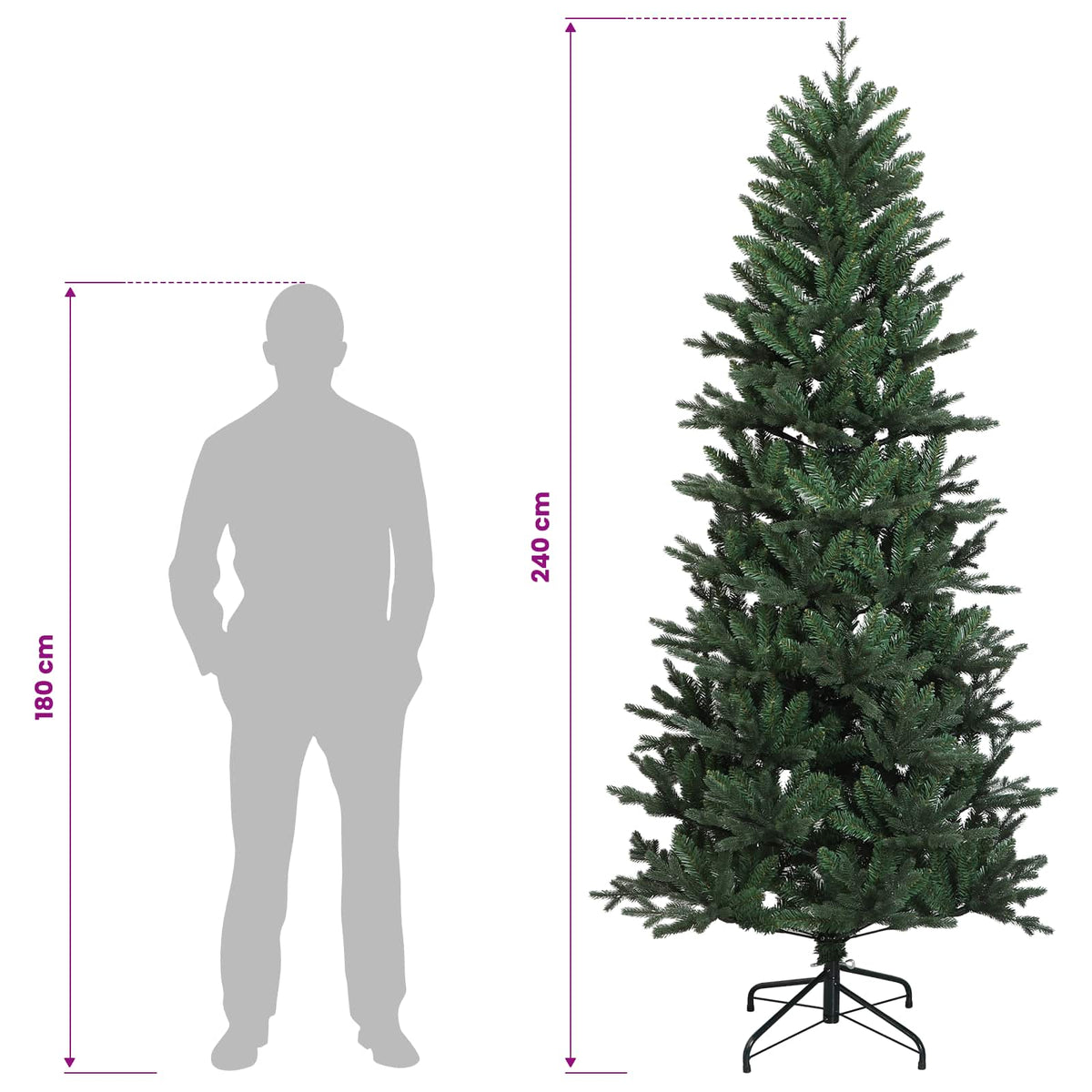 vidaXL Sztuczna choinka z zawiasami 240 cm 300 LED Ciepła biel