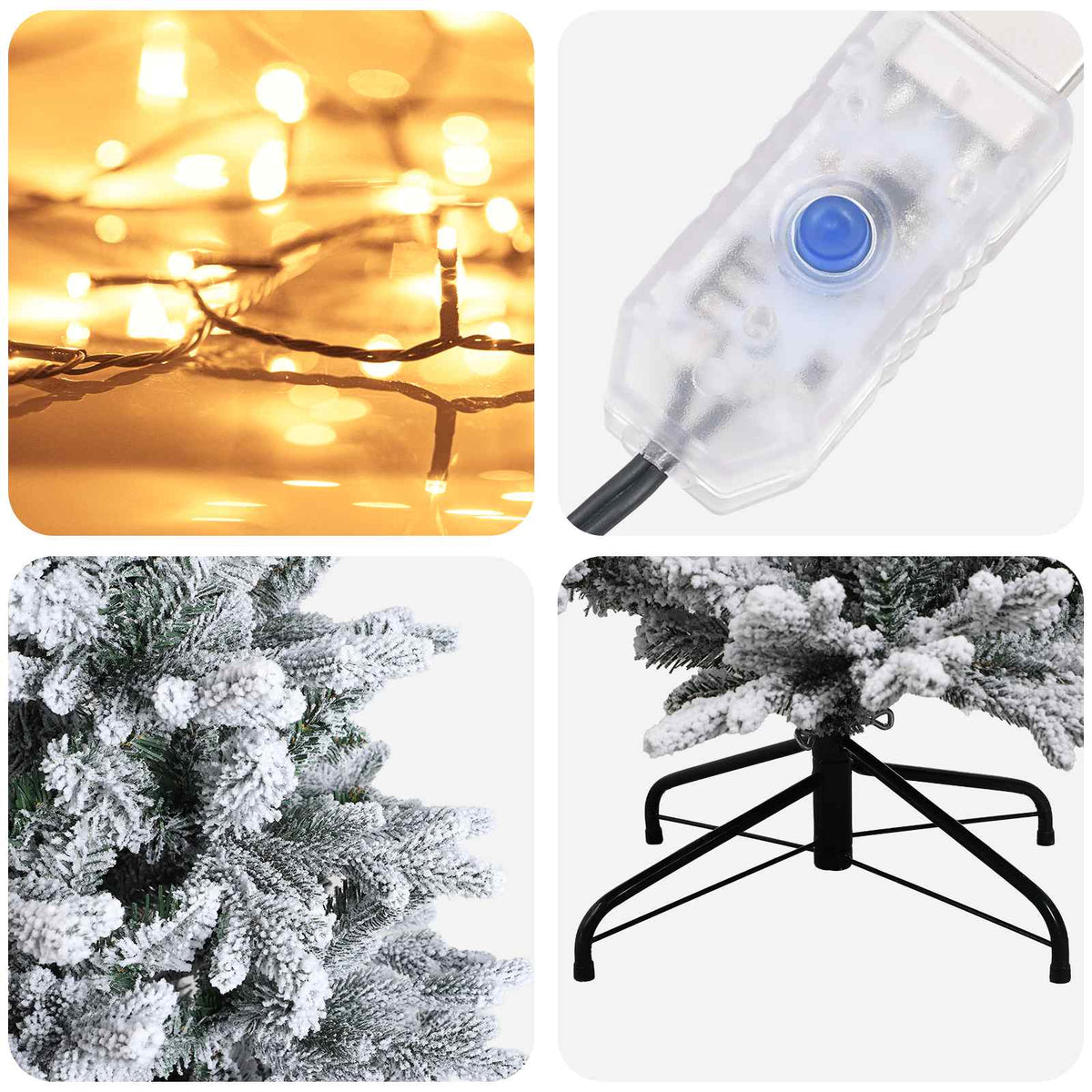 vidaXL Sztuczna choinka z zawiasami 210 cm 300 LED Ciepła biel