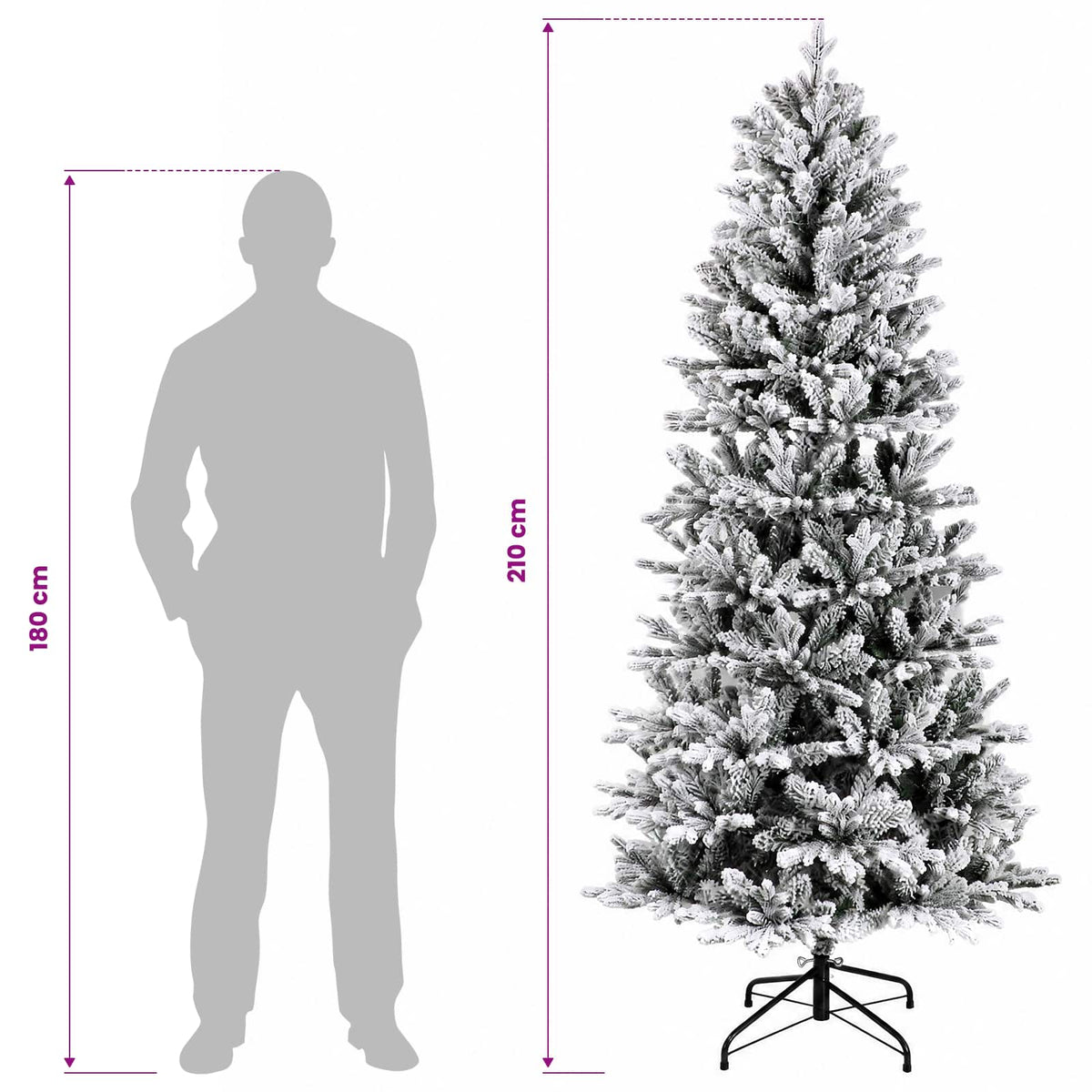 vidaXL Sztuczna choinka z zawiasami 210 cm 300 LED Ciepła biel