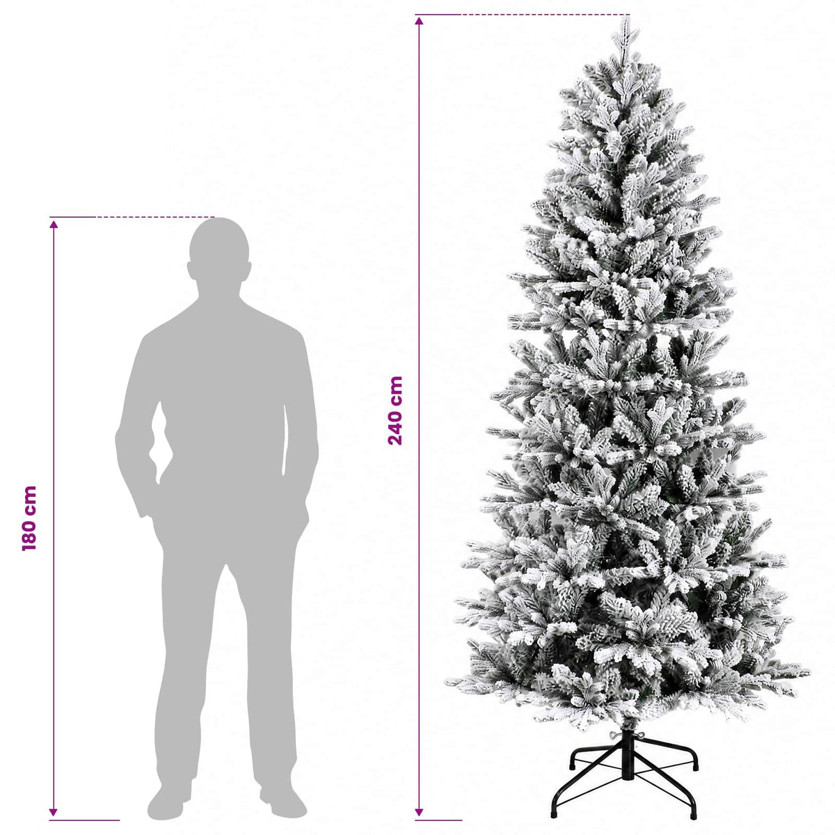 vidaXL Sztuczna choinka z zawiasami 240 cm 300 LED Ciepła biel