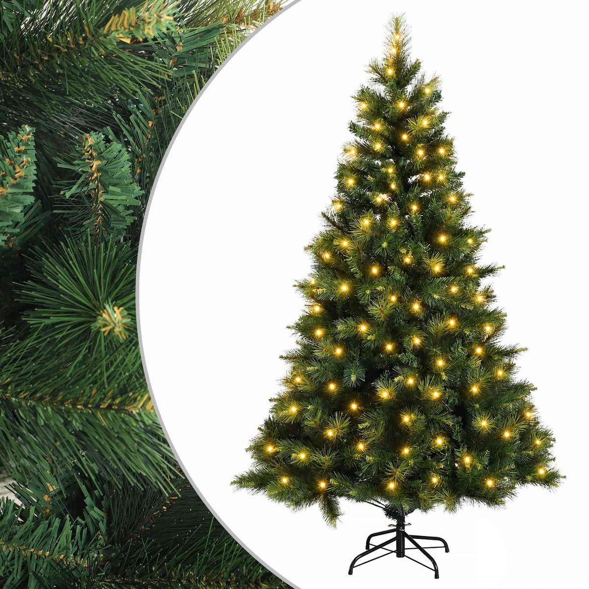 vidaXL Sztuczna choinka z zawiasami 210 cm 300 LED Ciepła biel