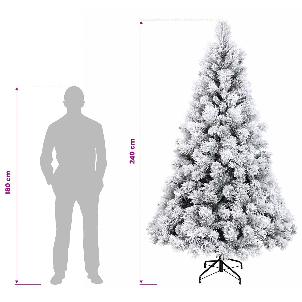 vidaXL Sztuczna choinka z zawiasami 240 cm 300 LED Ciepła biel