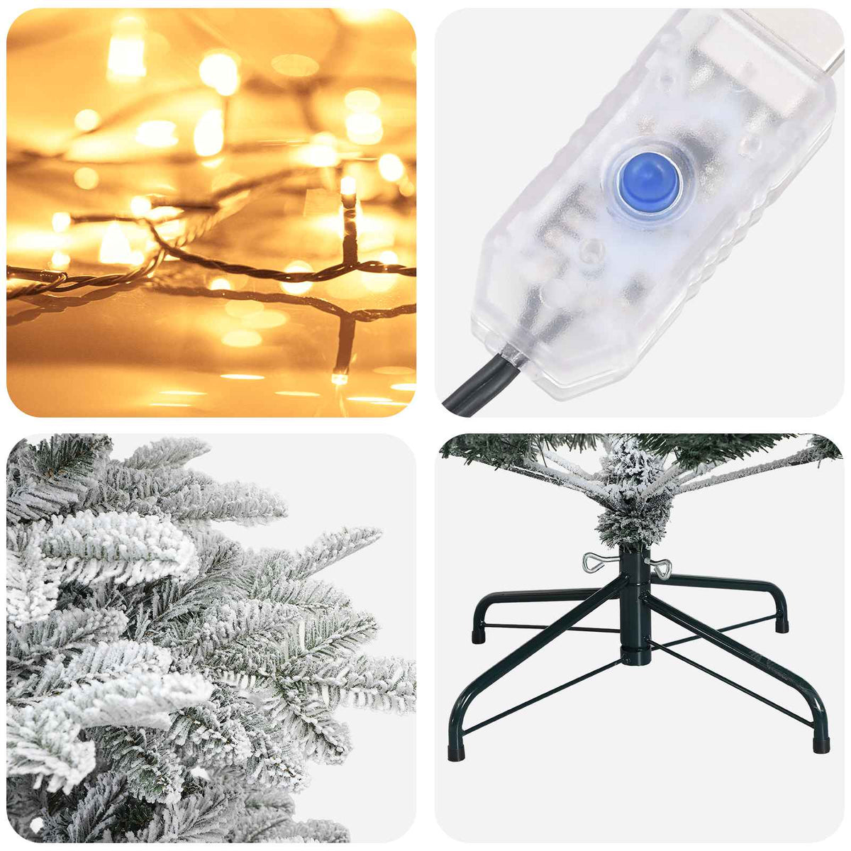 vidaXL Sztuczna choinka z zawiasami 180 cm 300 LED Ciepła biel