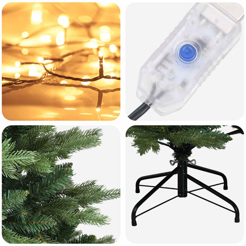 vidaXL Sztuczna choinka z zawiasami 210 cm 300 LED Ciepła biel