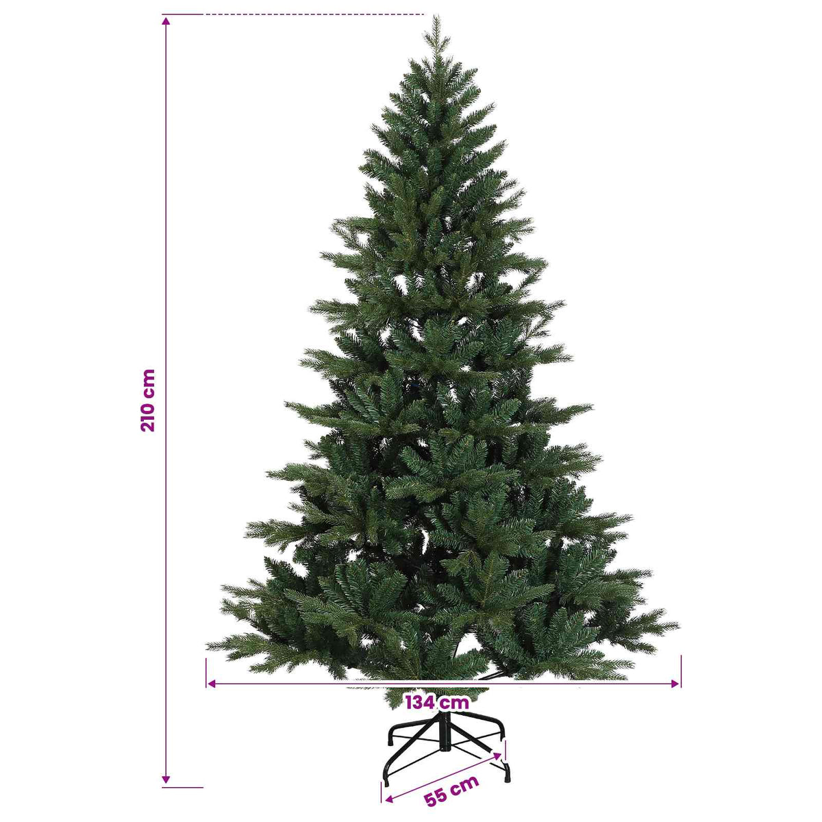 vidaXL Sztuczna choinka z zawiasami 210 cm 300 LED Ciepła biel