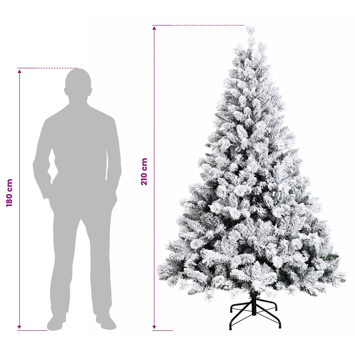 vidaXL Sztuczna choinka z zawiasami 210 cm 300 LED Ciepła biel