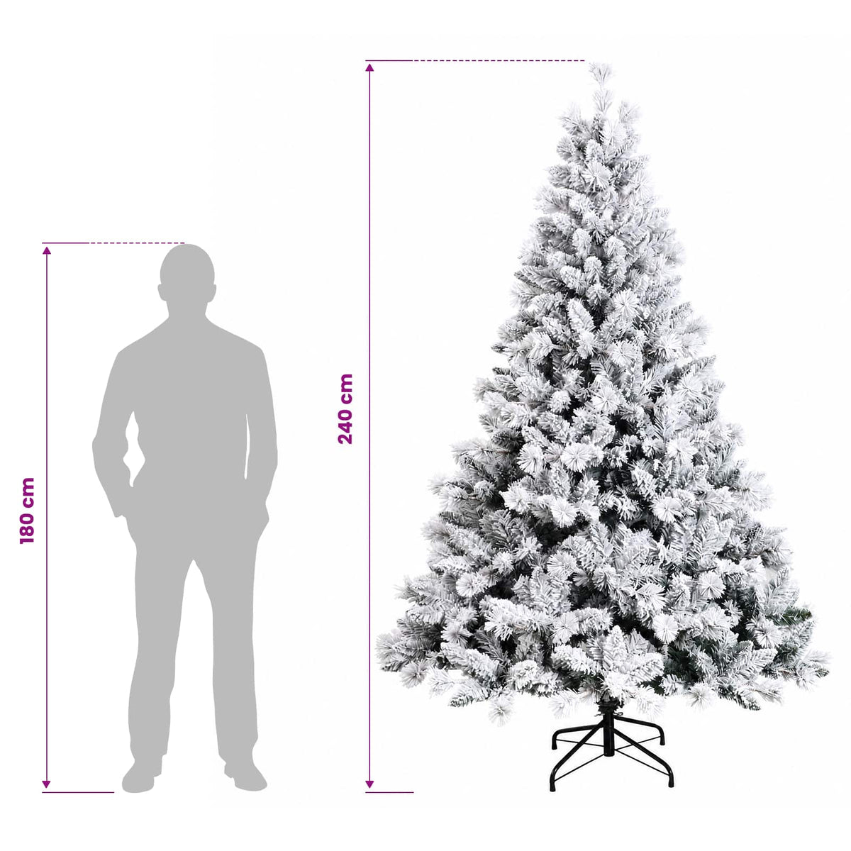 vidaXL Sztuczna choinka z zawiasami 240 cm 300 LED Ciepła biel
