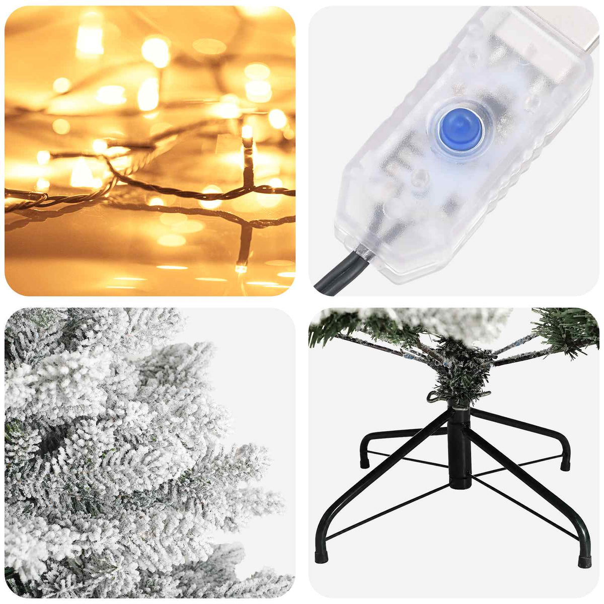 vidaXL Sztuczna choinka z zawiasami 210 cm 300 LED Ciepła biel