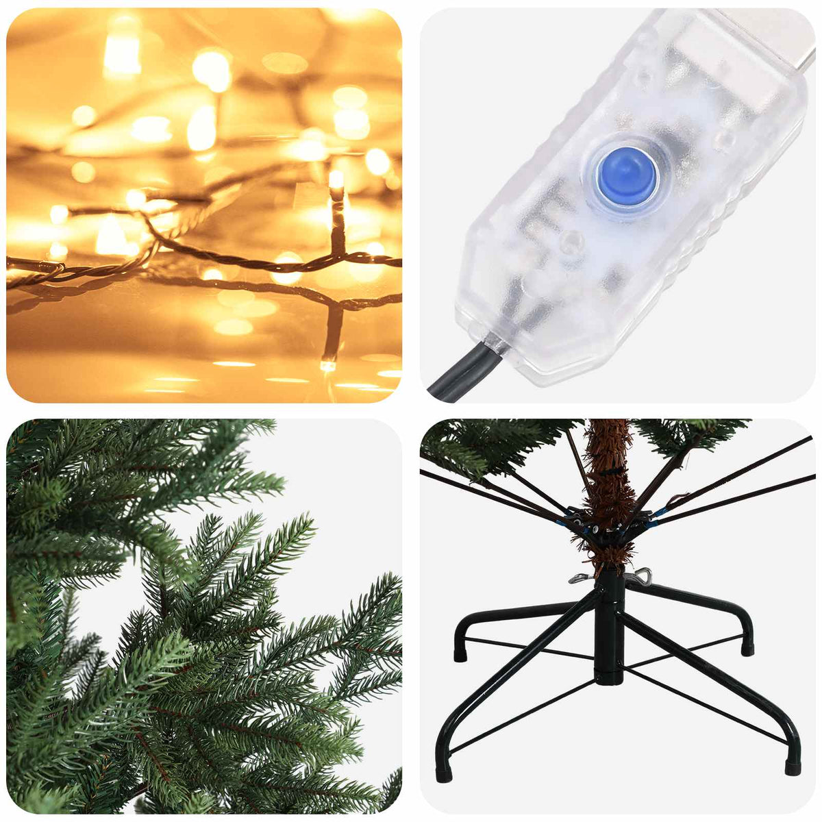 vidaXL Sztuczna choinka z zawiasami 240 cm 300 LED Ciepła biel