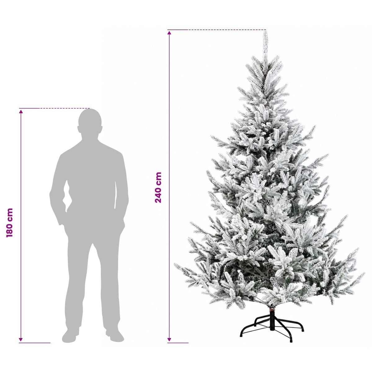 vidaXL Sztuczna choinka z zawiasami 240 cm 300 LED Ciepła biel