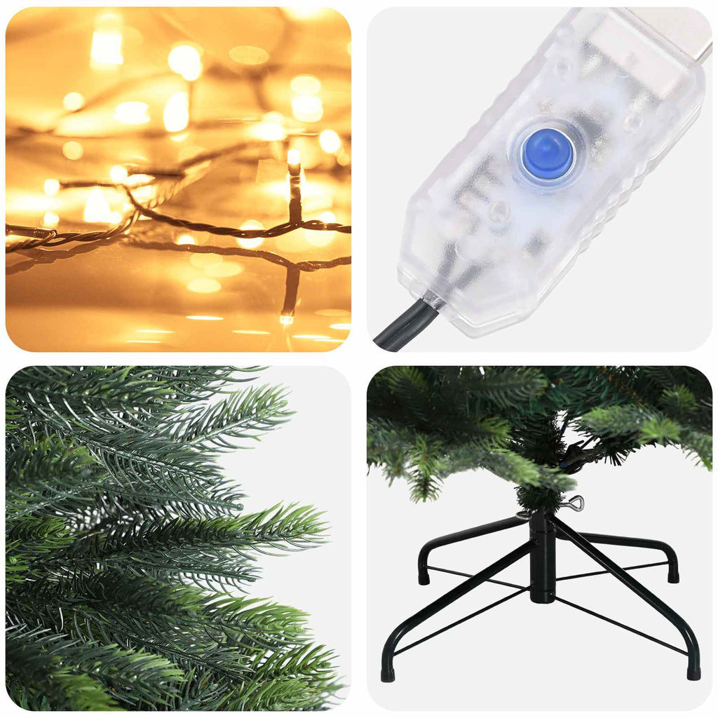 vidaXL Sztuczna choinka z zawiasami 210 cm 300 LED Ciepła biel