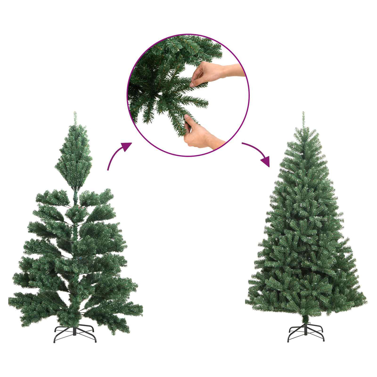 vidaXL Sztuczna choinka z zawiasami 180 cm 300 LED Ciepła biel