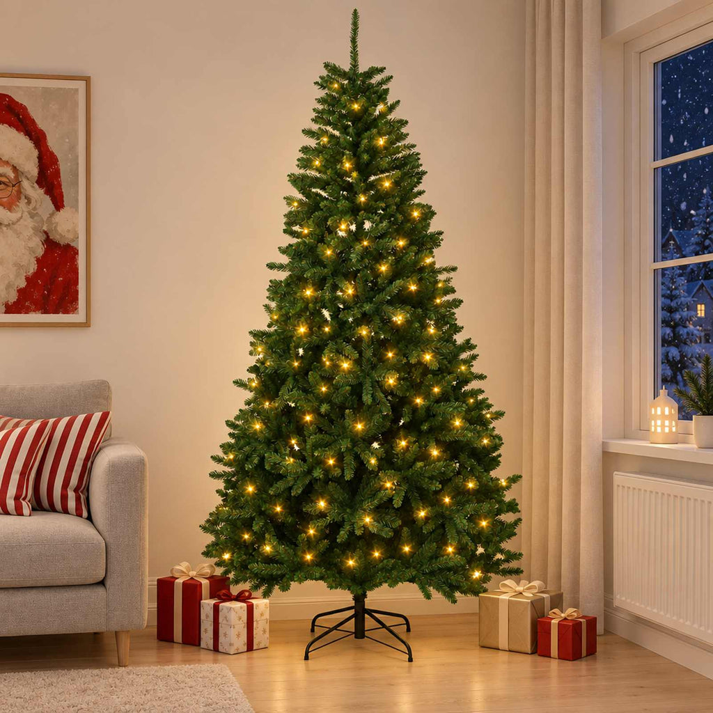 vidaXL Sztuczna choinka z zawiasami 240 cm 300 LED Ciepła biel
