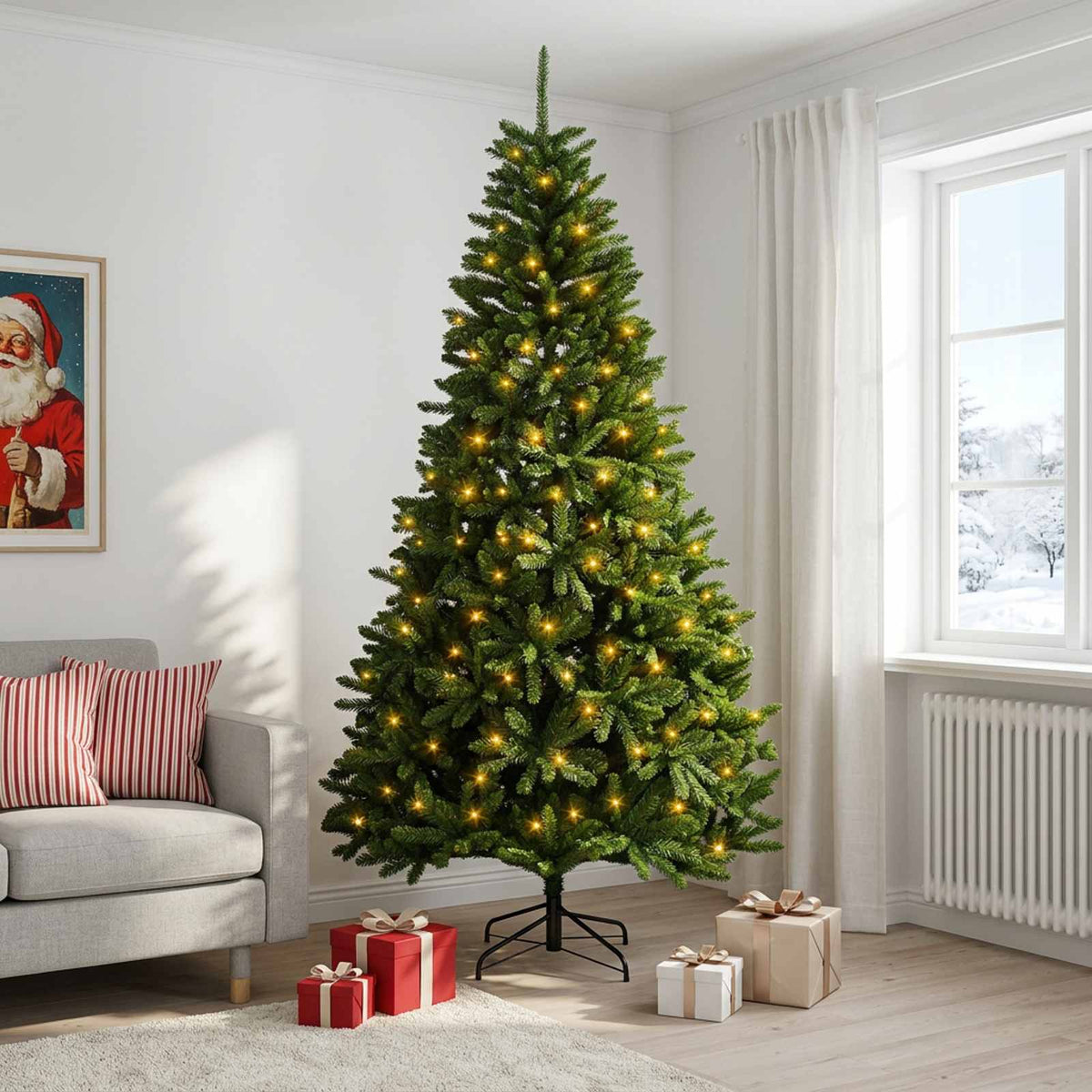 vidaXL Sztuczna choinka z zawiasami 270 cm 600 LED Ciepła biel