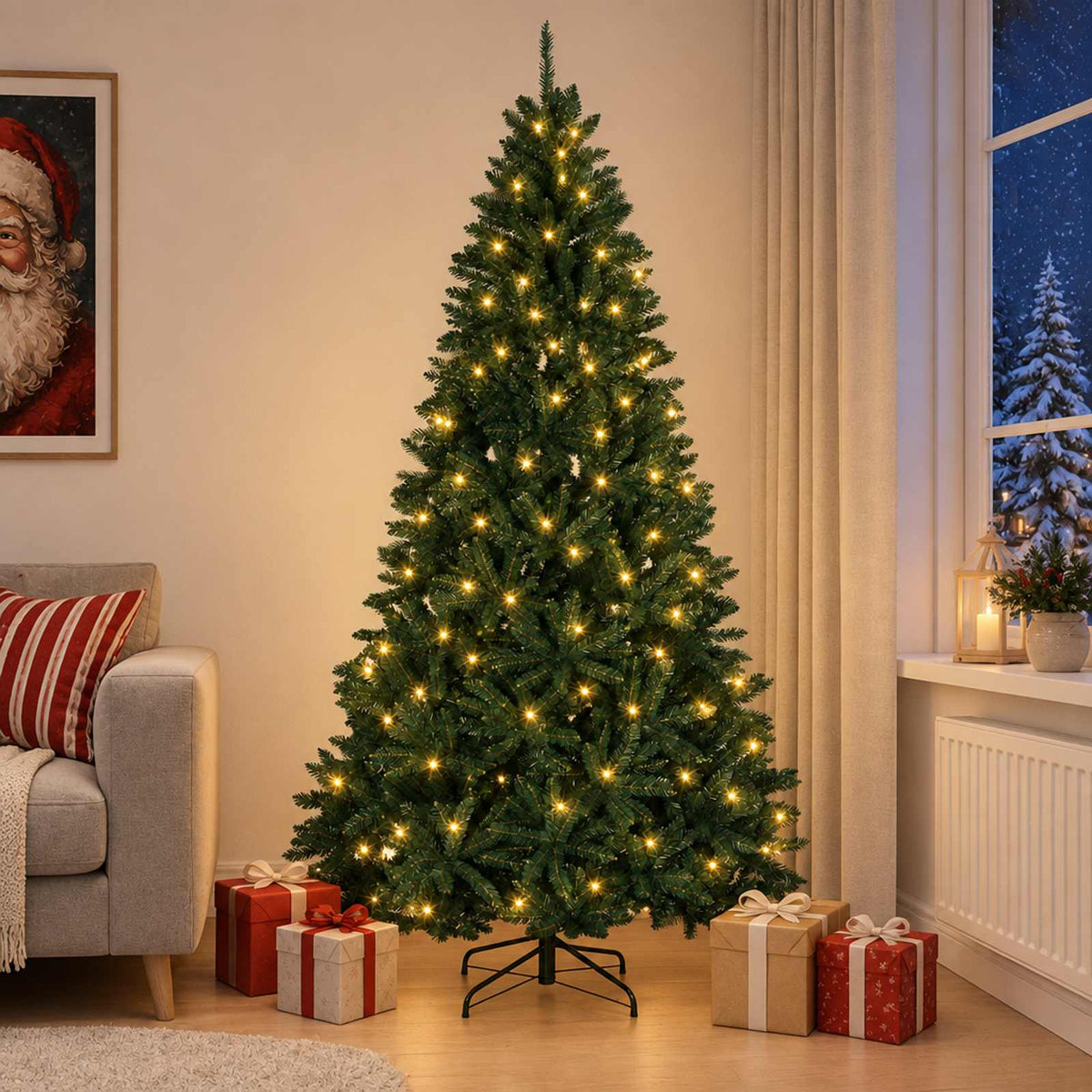 vidaXL Sztuczna choinka z zawiasami 240 cm 300 LED Ciepła biel