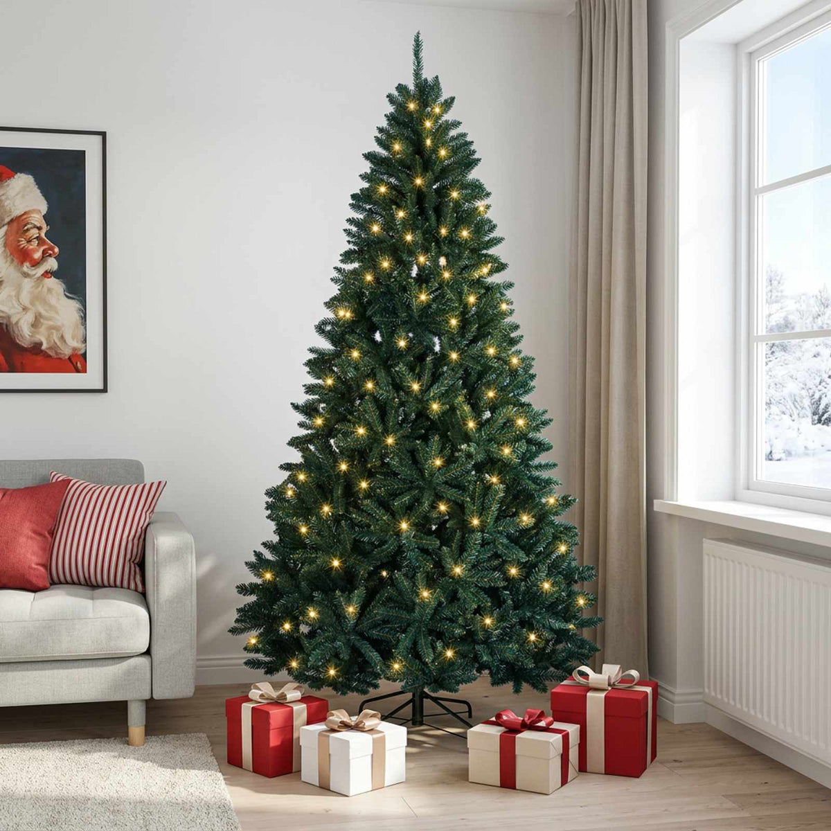 vidaXL Sztuczna choinka na zawiasach, ciemnozielona 300 cm 600 LED