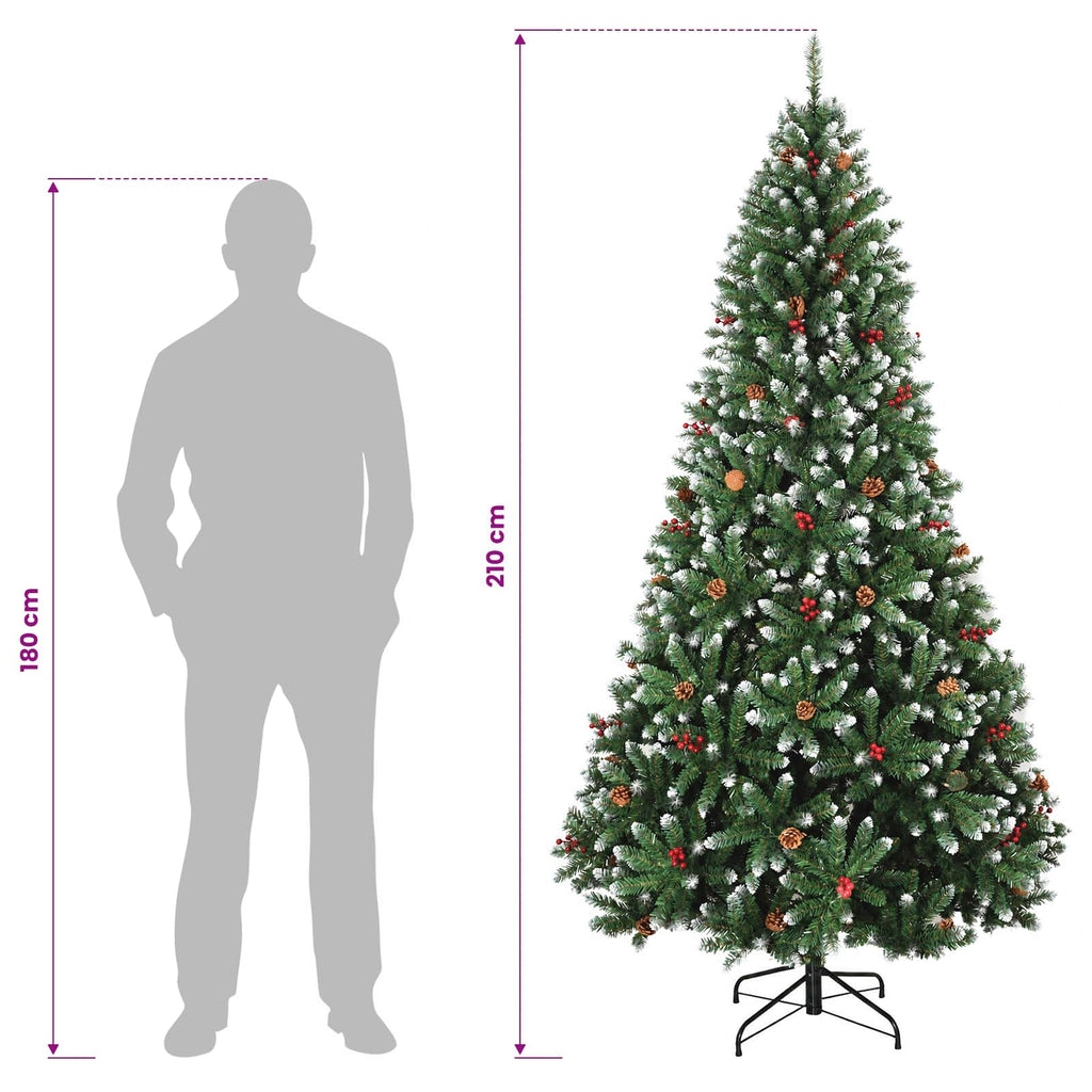 vidaXL Sztuczna choinka z zawiasami 210 cm 300 LED Ciepła biel