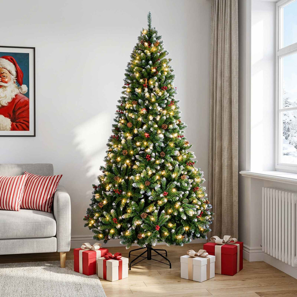 vidaXL Sztuczna choinka z zawiasami 240 cm 300 LED Ciepła biel