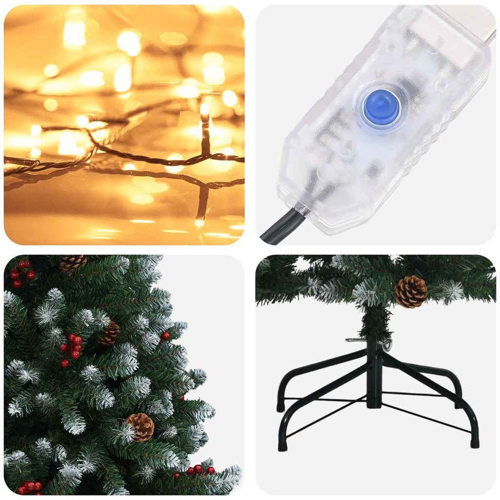 vidaXL Sztuczna choinka z zawiasami 240 cm 300 LED Ciepła biel