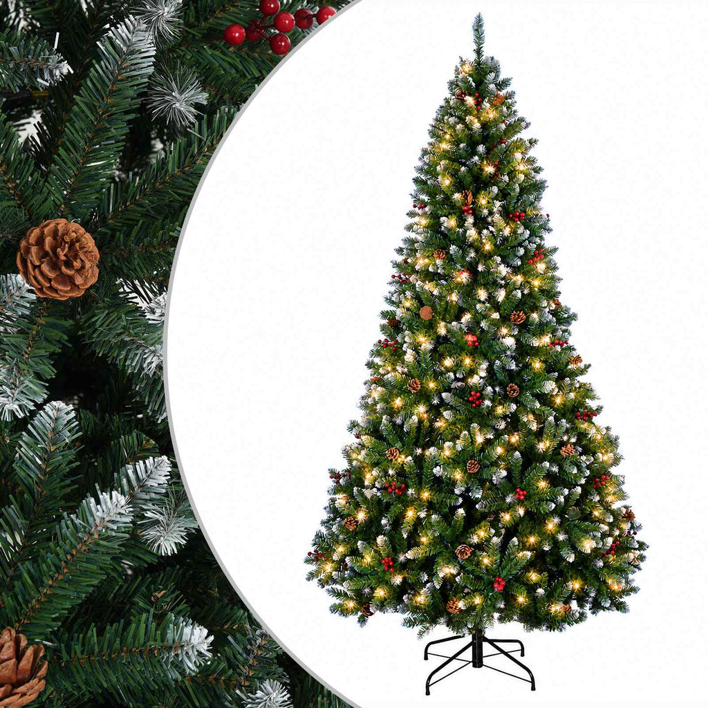 vidaXL Sztuczna choinka z zawiasami 240 cm 300 LED Ciepła biel