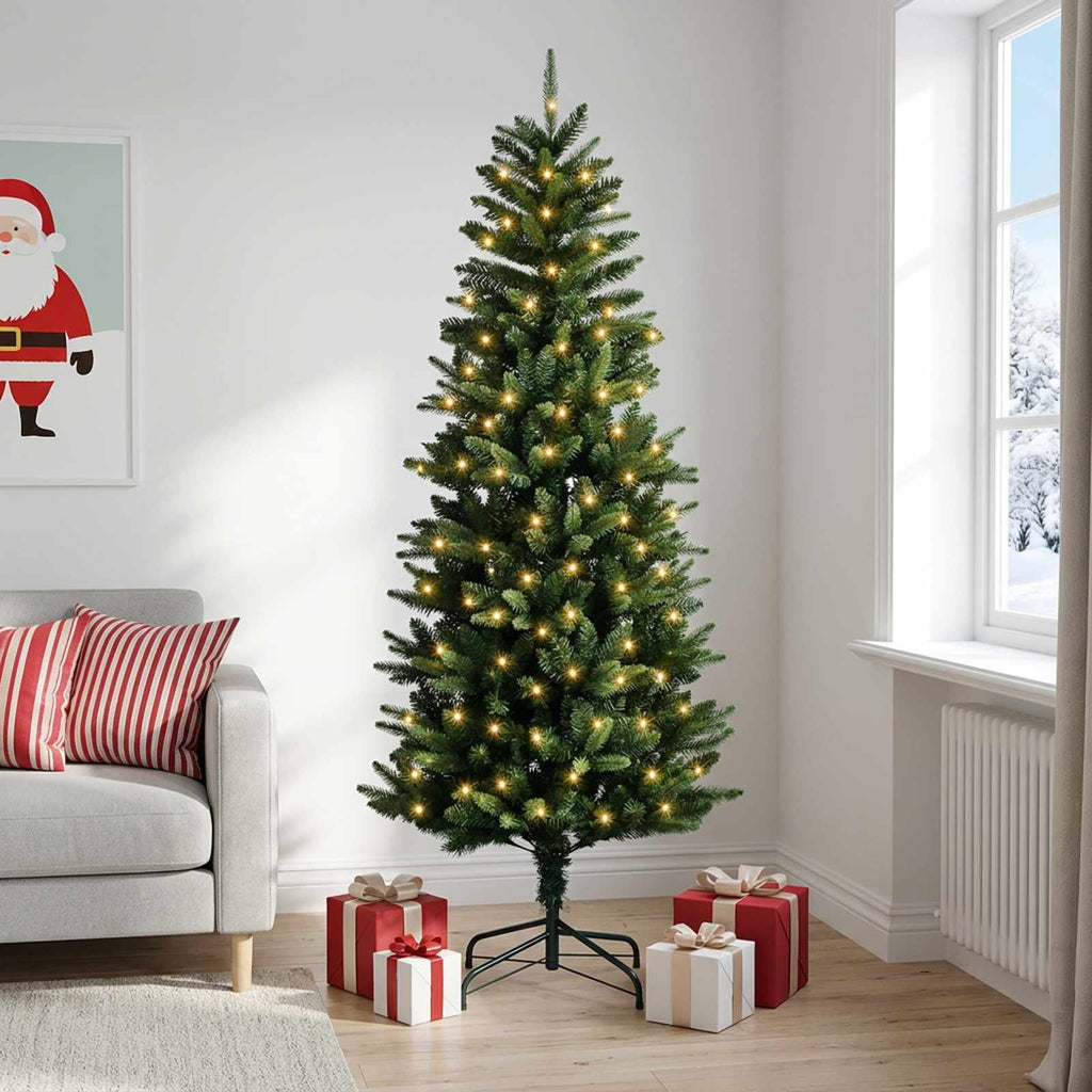 vidaXL Sztuczna choinka z zawiasami 210 cm 300 LED Ciepła biel