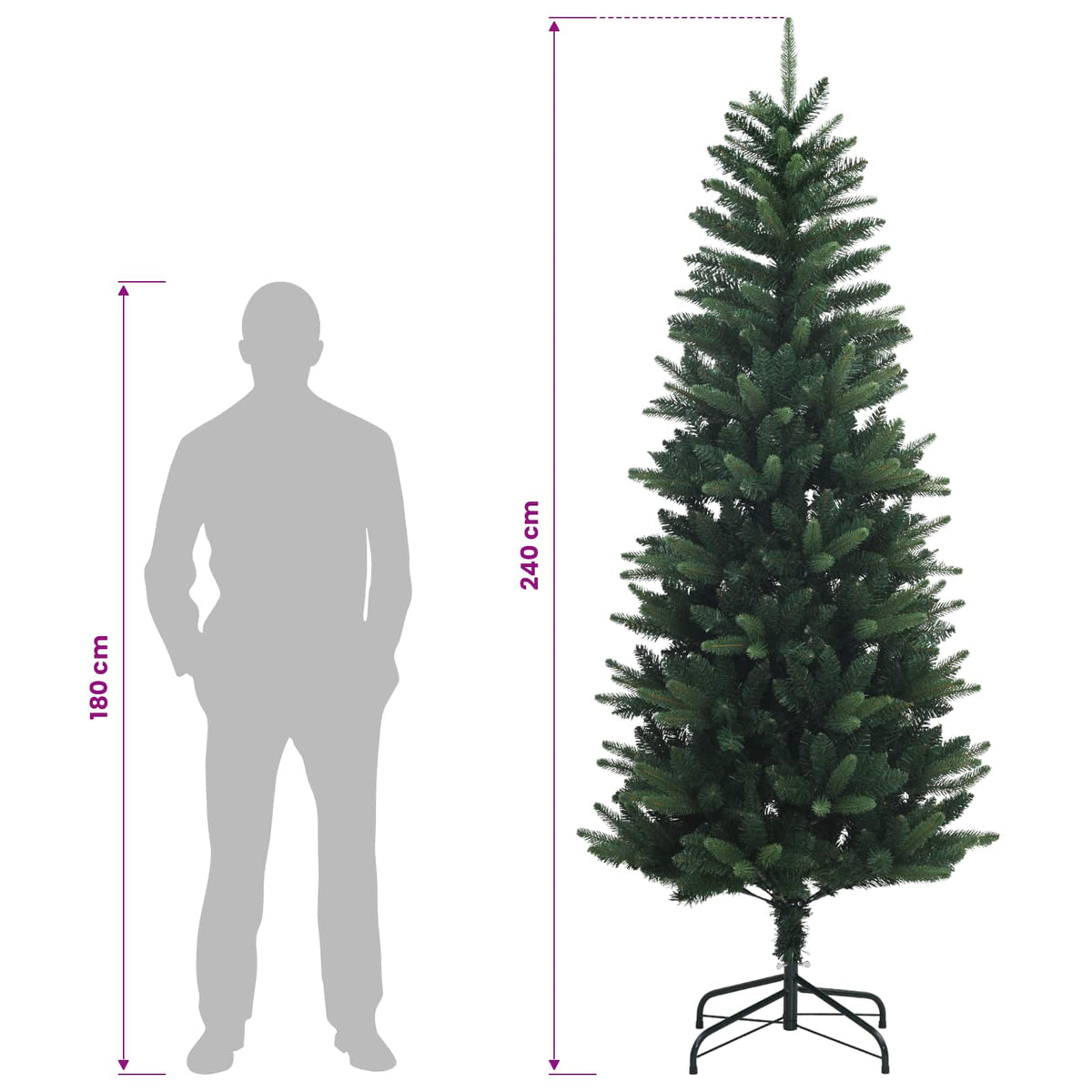 vidaXL Sztuczna choinka z zawiasami 240 cm 300 LED Ciepła biel