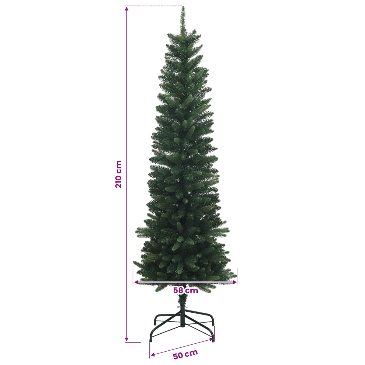 vidaXL Sztuczne smukłe drzewo bożonarodzeniowe 210 cm 300 LED