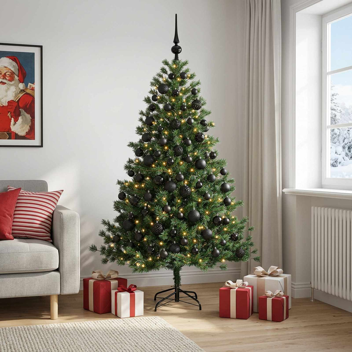 vidaXL Sztuczna choinka z bombką 210 cm 300 LED Ciepła biel