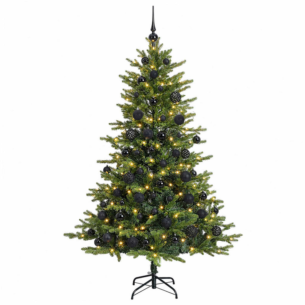 vidaXL Sztuczna choinka z bombkami 180 cm 300 LED Ciepła biel
