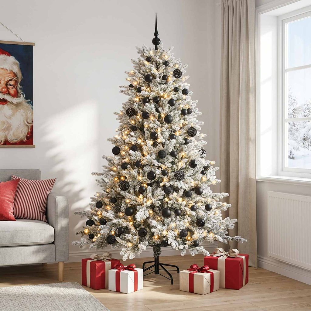vidaXL Sztuczna choinka z bombkami 180 cm 300 LED Ciepła biel