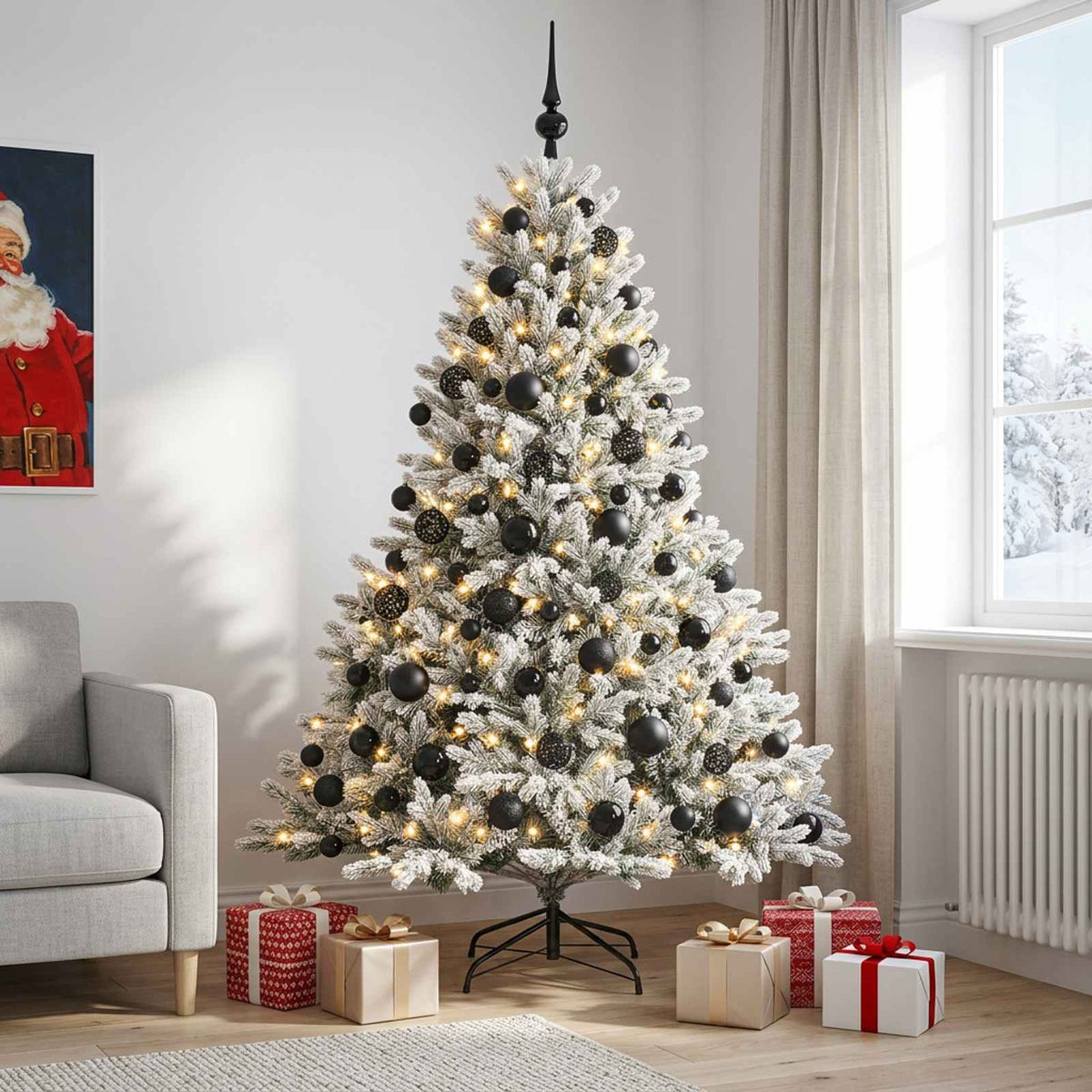 vidaXL Sztuczna choinka z bombką 210 cm 300 LED Ciepła biel