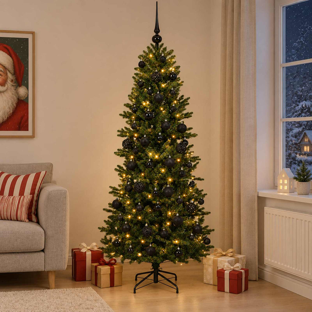 vidaXL Sztuczna choinka z bombką 180 cm 300 LED Ciepła biel PVC i PE