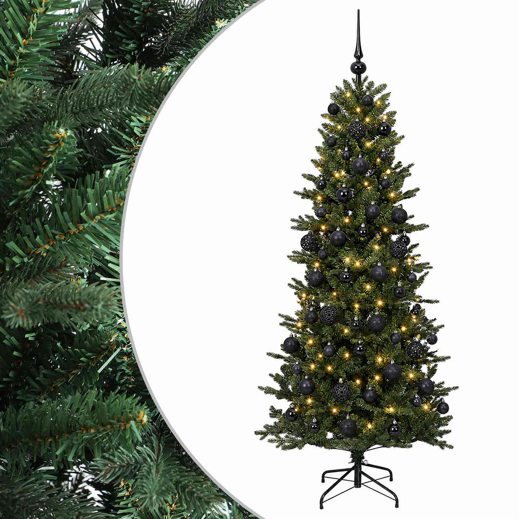 vidaXL Sztuczna choinka z bombką 210 cm 300 LED Ciepła biel PVC i PE
