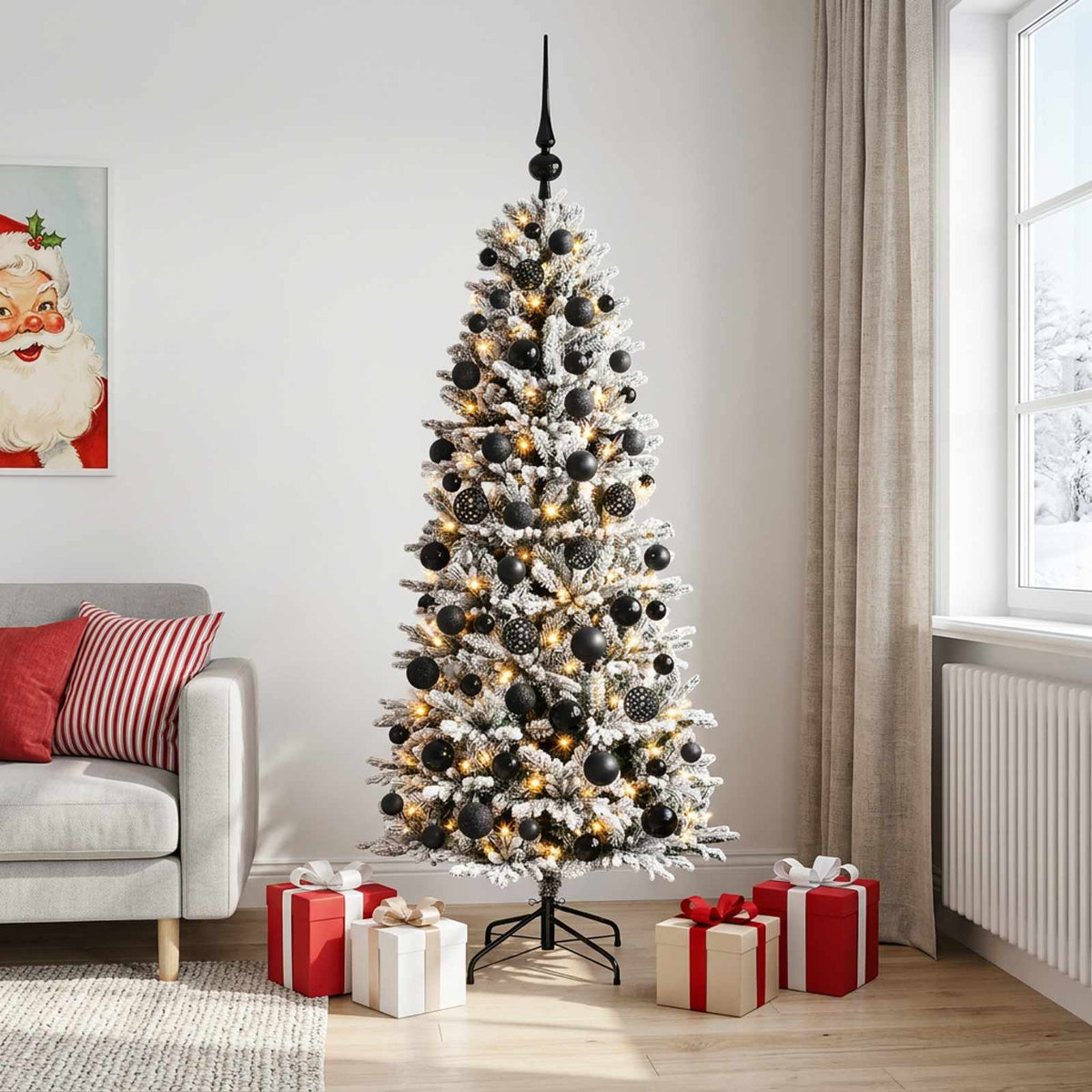vidaXL Sztuczna choinka z bombką 240 cm 300 LED Ciepła biel PVC i PE