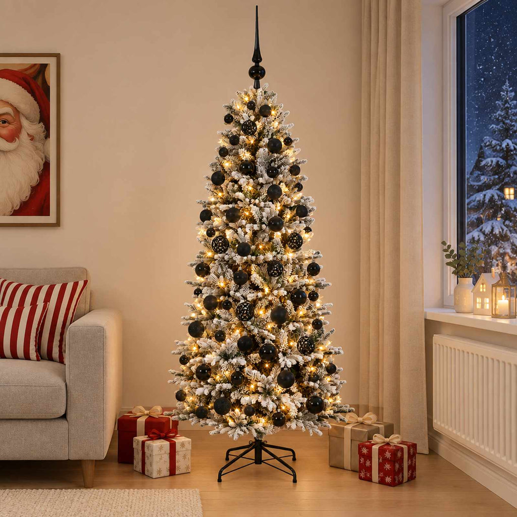 vidaXL Sztuczna choinka z bombką 210 cm 300 LED Ciepła biel PVC i PE