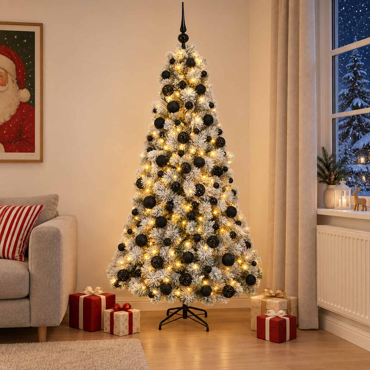 vidaXL Sztuczna choinka z bombką 180 cm 300 LED Ciepła biel