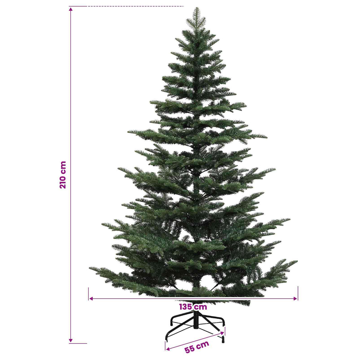 vidaXL Sztuczna choinka z bombką 210 cm 300 LED Ciepła biel PE i PVC