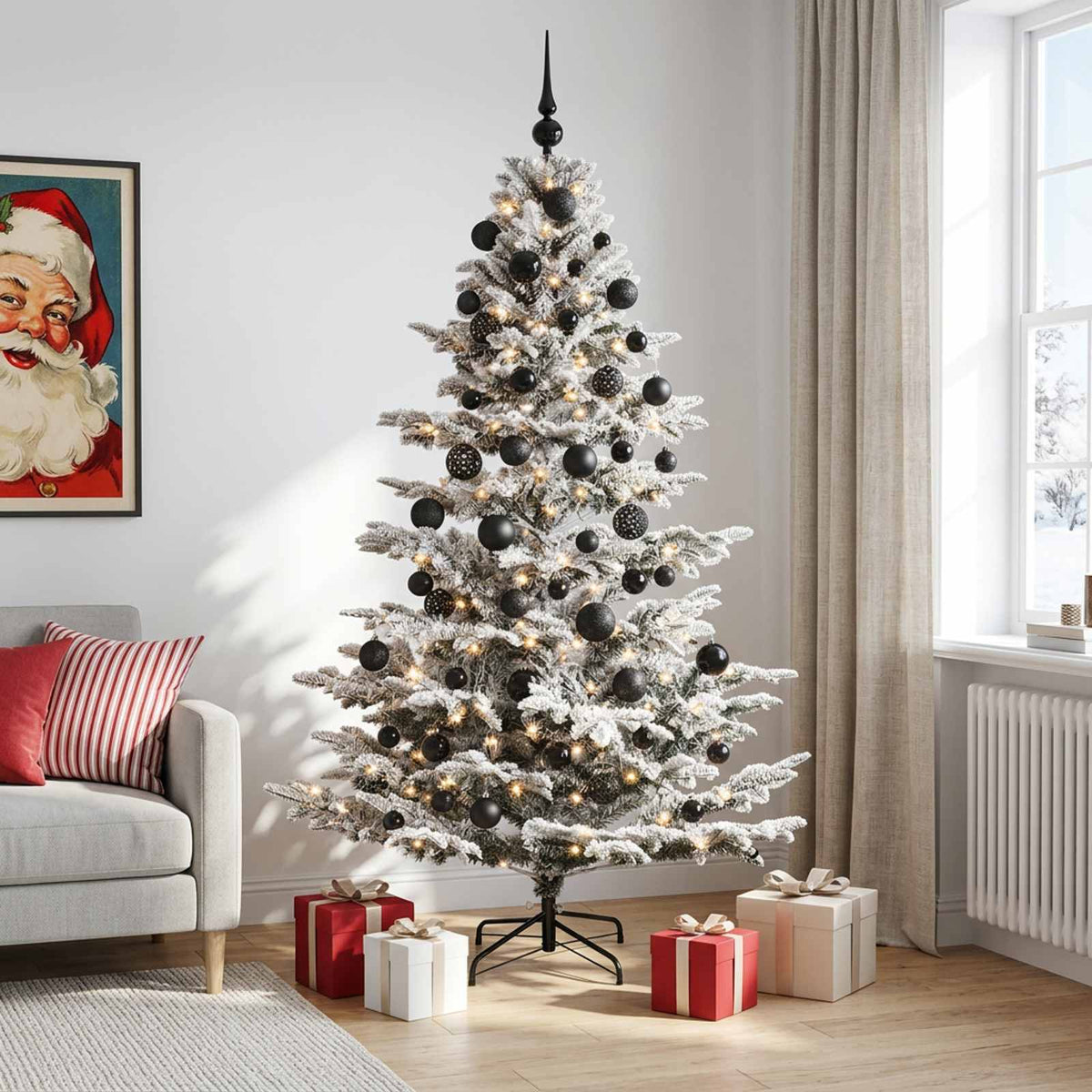 vidaXL Sztuczna choinka z bombką 180 cm 300 LED Ciepła biel PE i PVC