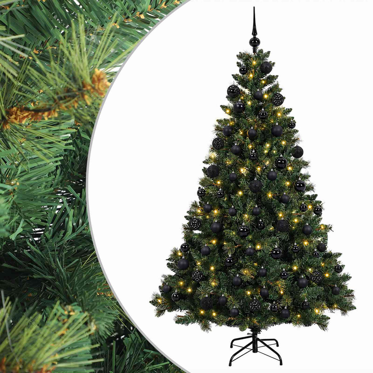 vidaXL Sztuczna choinka z bombkami 240 cm 300 LED Ciepła biel