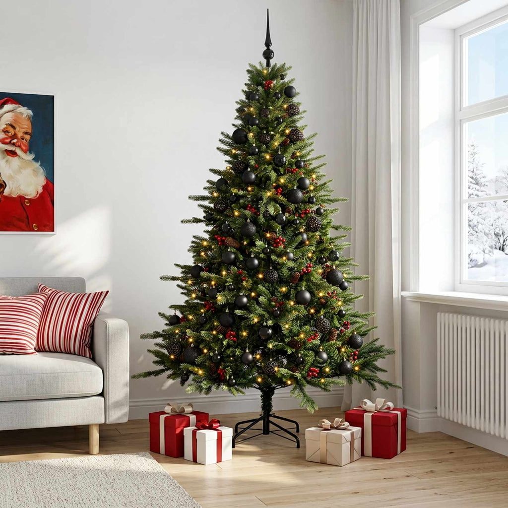 vidaXL Sztuczna choinka z bombką 210 cm 300 LED Ciepła biel