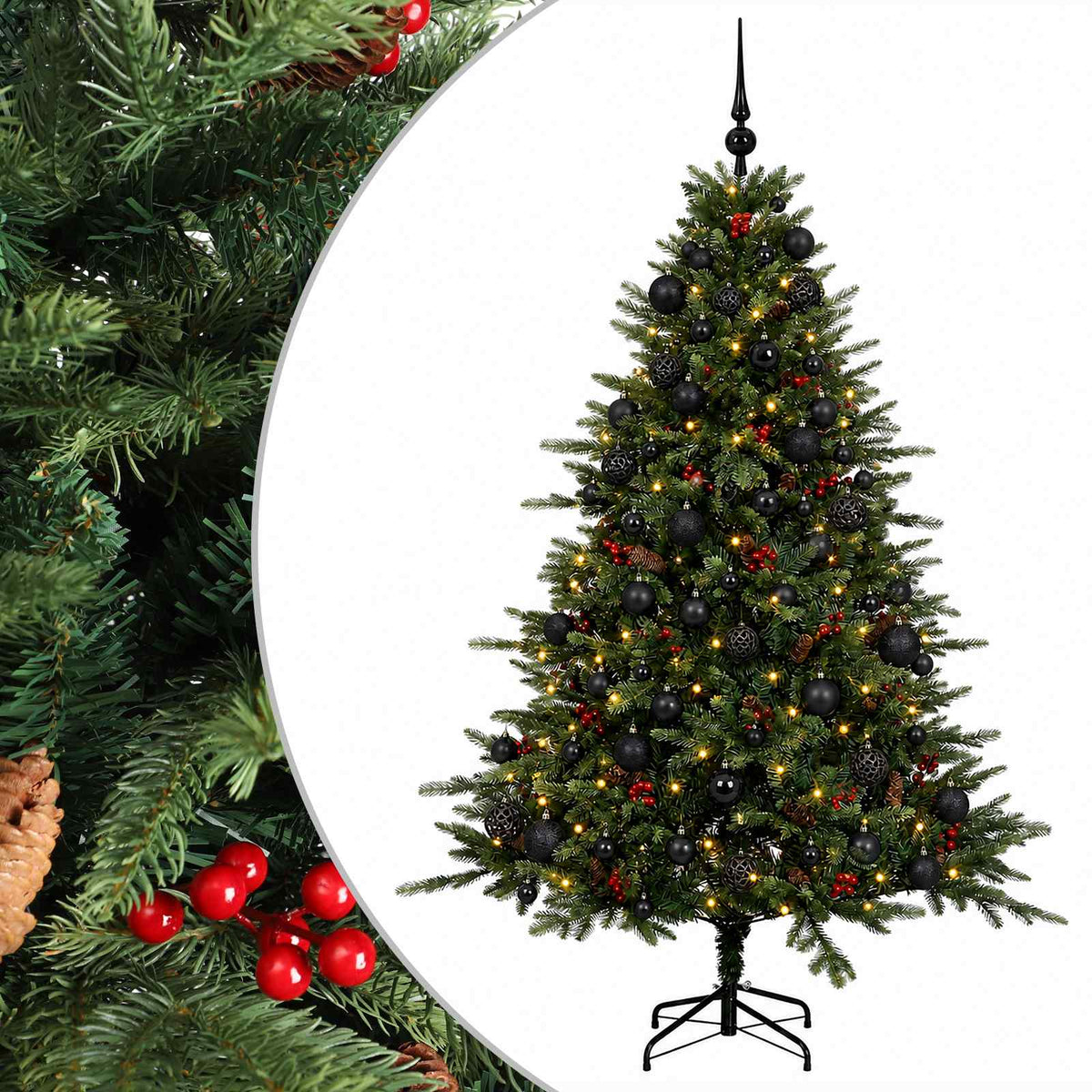 vidaXL Sztuczna choinka z bombką 210 cm 300 LED Ciepła biel