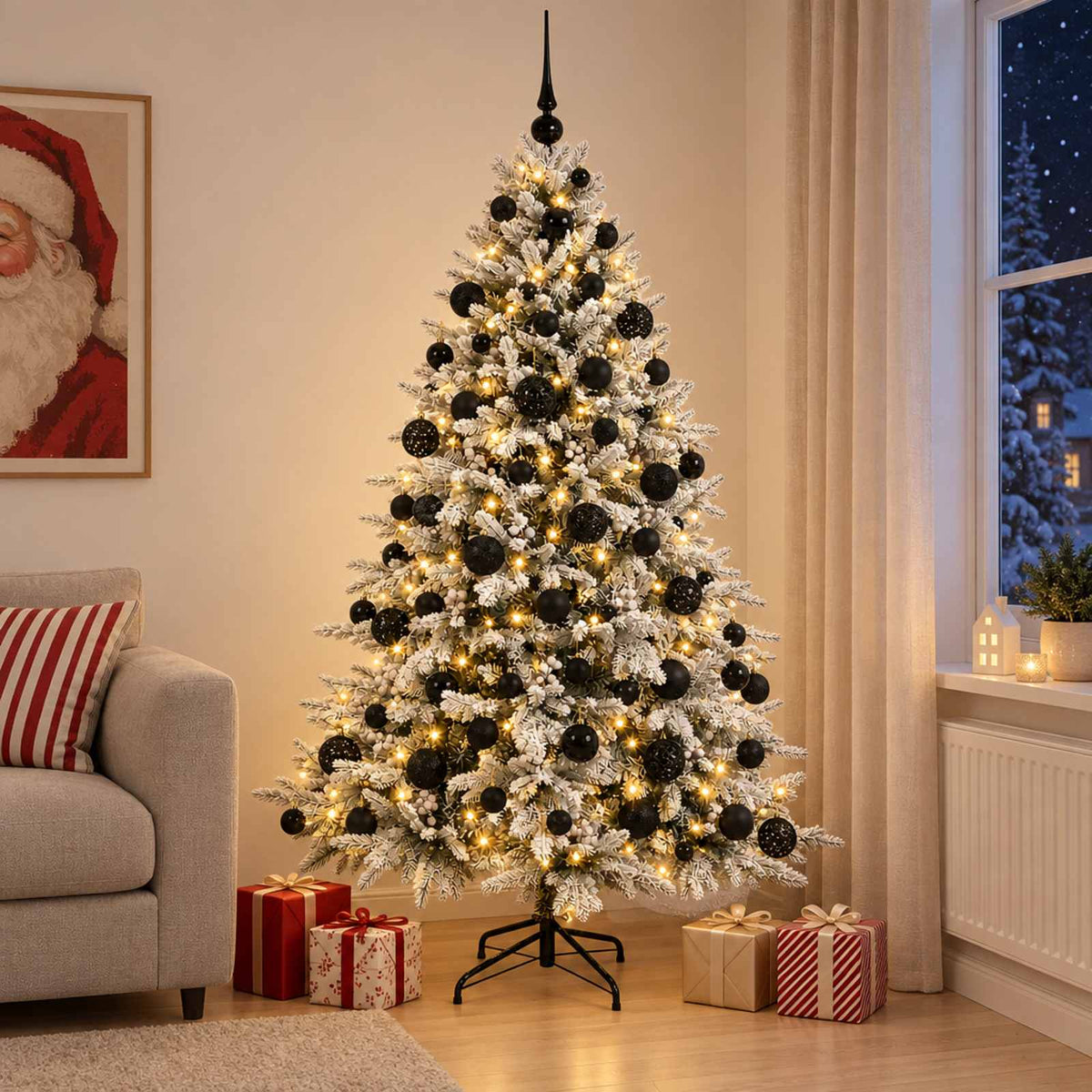 vidaXL Sztuczna choinka z bombką 180 cm 300 LED Ciepła biel
