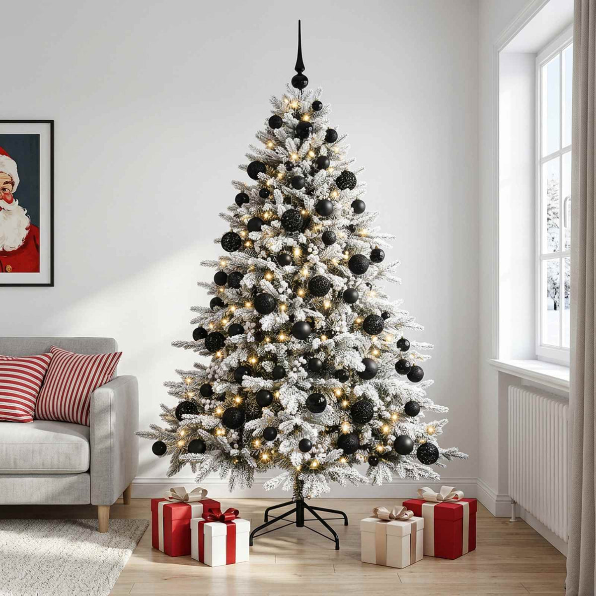 vidaXL Sztuczna choinka z bombką 180 cm 300 LED Ciepła biel