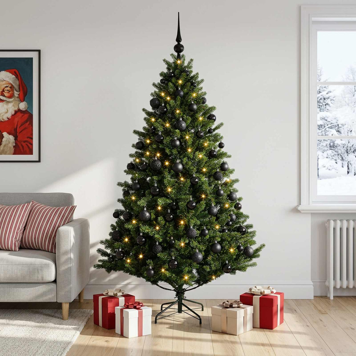 vidaXL Sztuczna choinka z bombką 210 cm 300 LED Ciepła biel