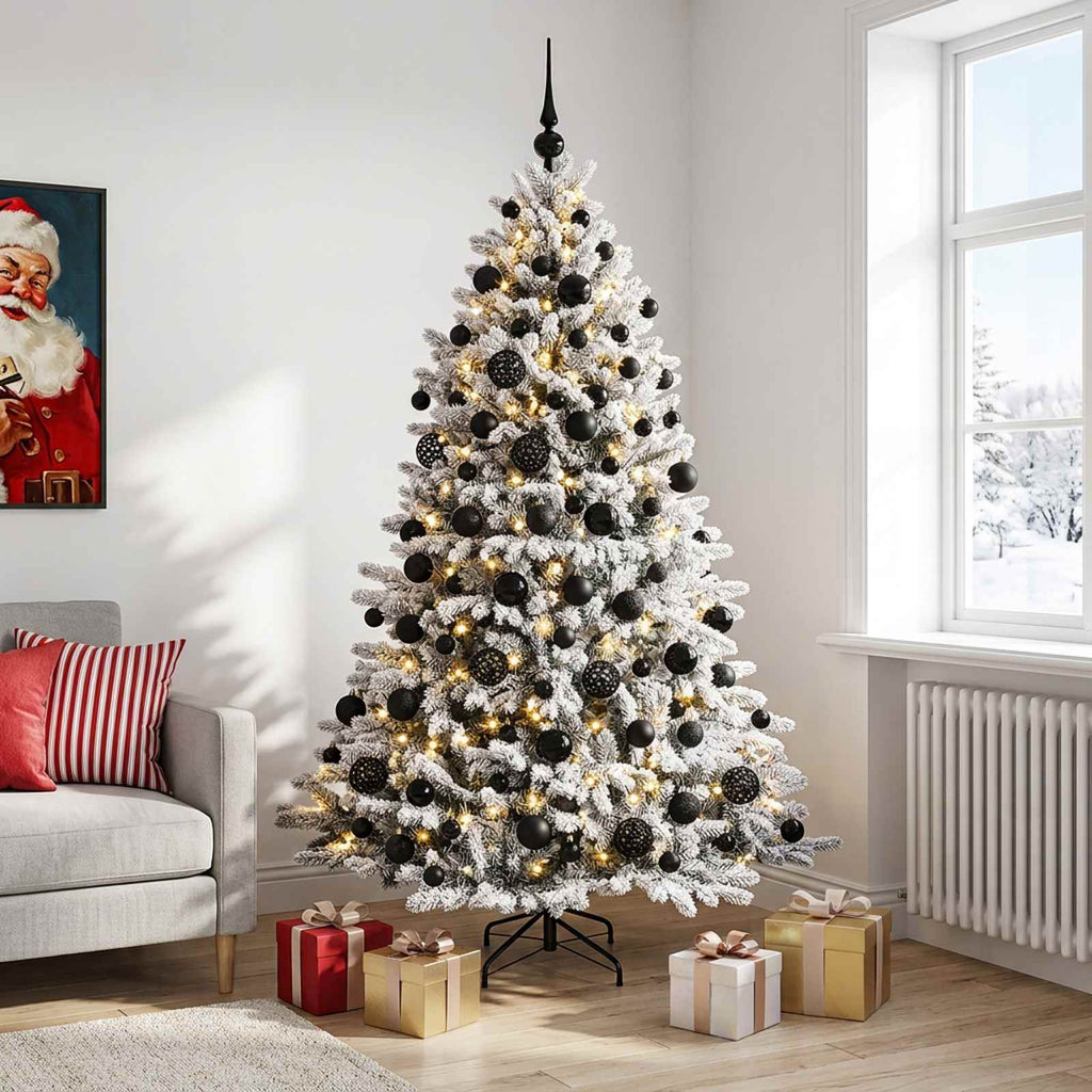 vidaXL Sztuczna choinka z bombkami 210 cm 300 LED Ciepła biel