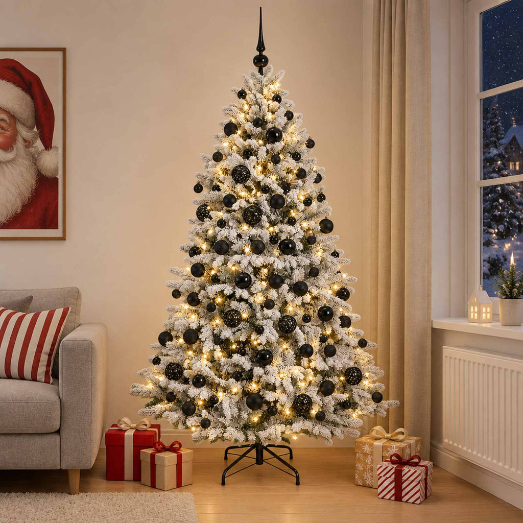 vidaXL Sztuczna choinka z bombkami 210 cm 300 LED Ciepła biel