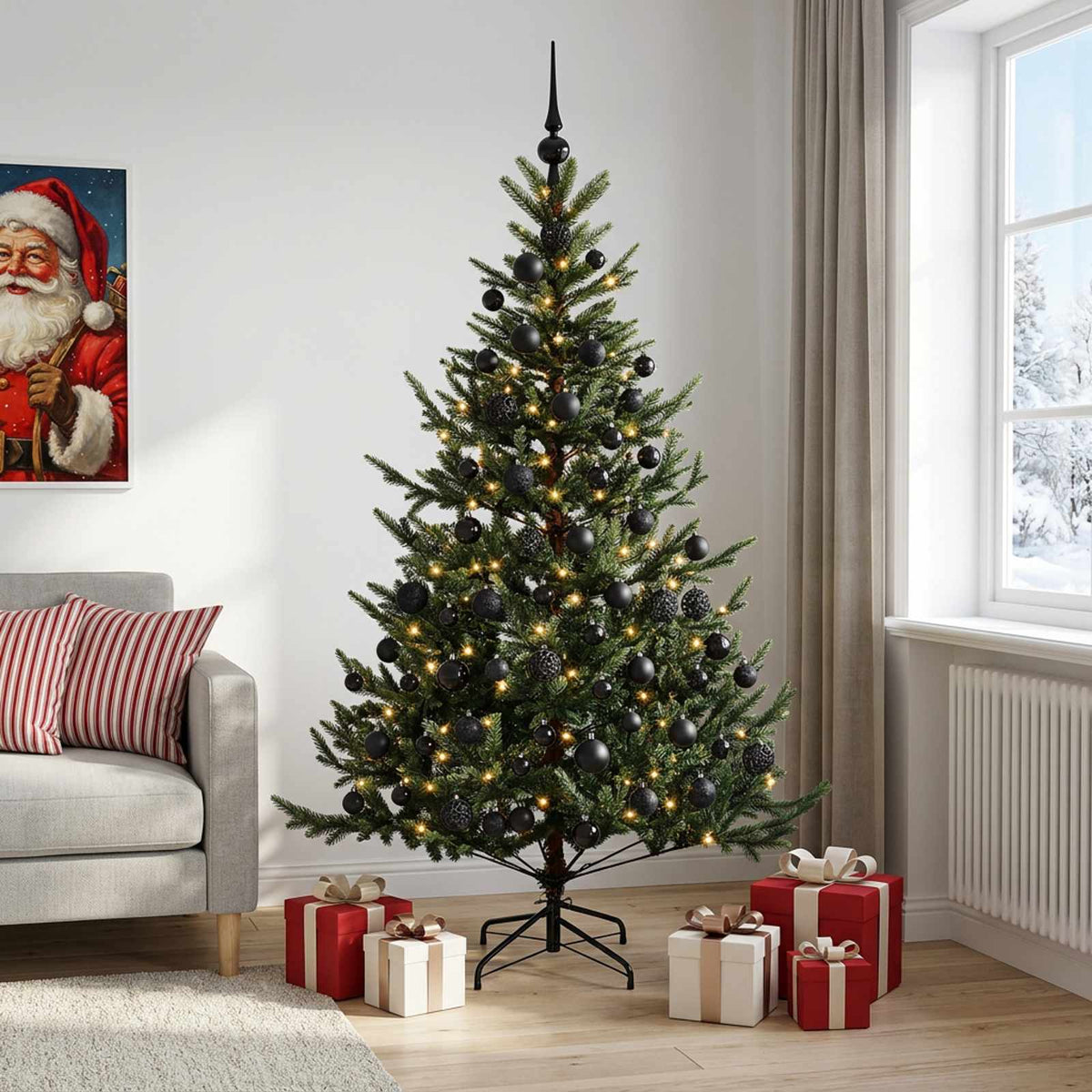 vidaXL Sztuczna choinka z bombką 180 cm 300 LED Ciepła biel