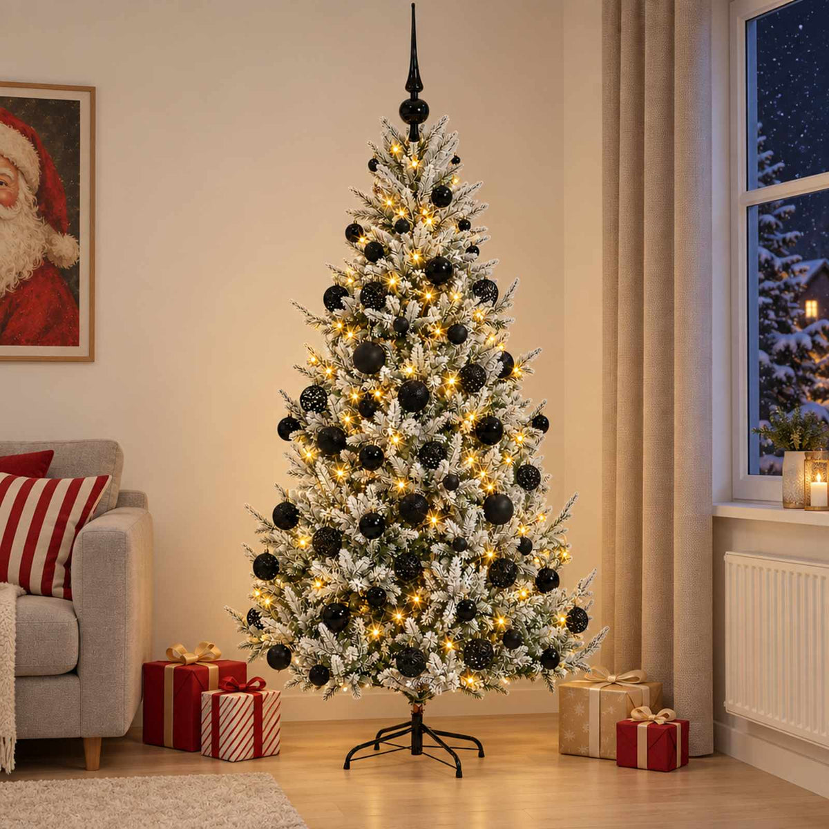 vidaXL Sztuczna choinka z bombką 210 cm 300 LED Ciepła biel