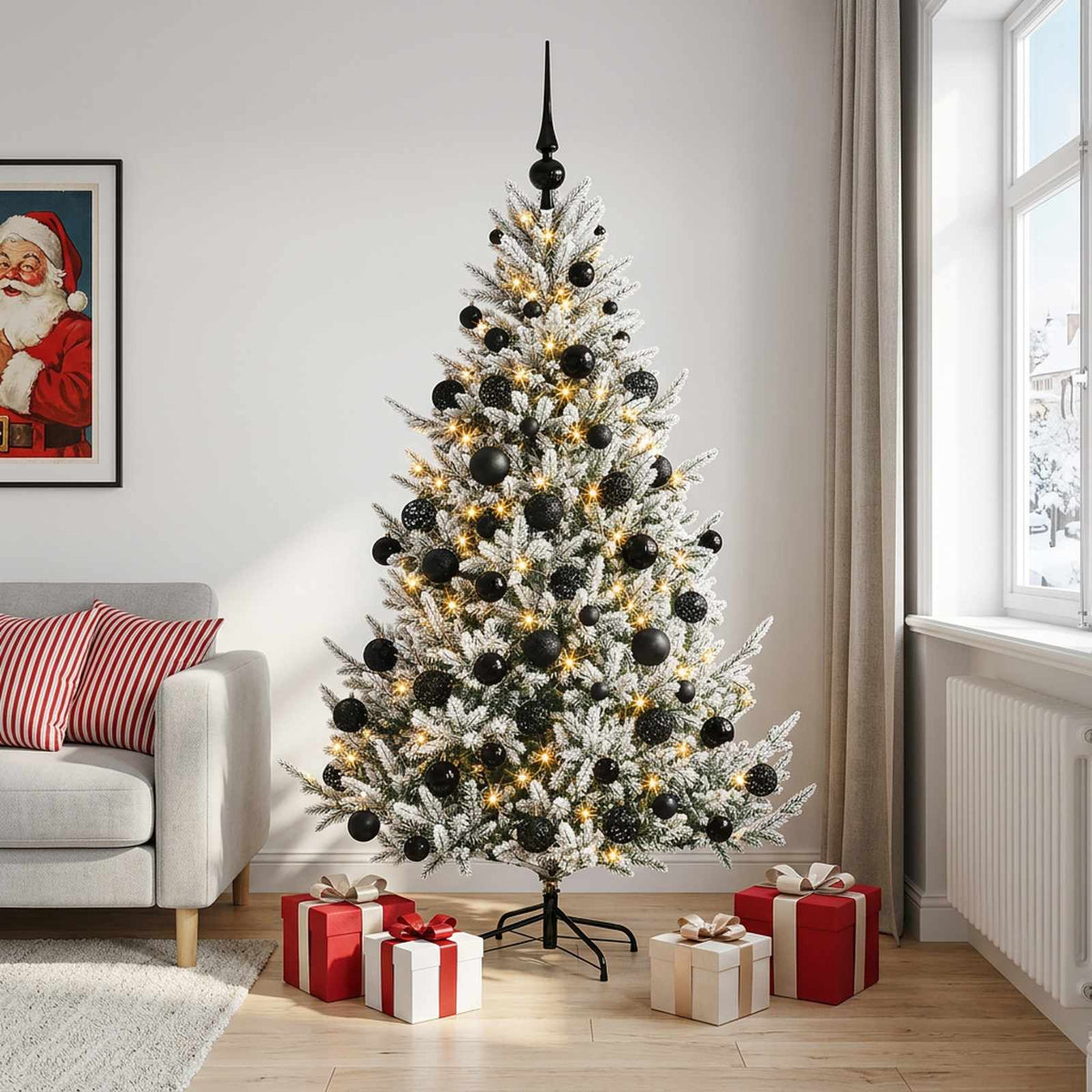 vidaXL Sztuczna choinka z bombką 210 cm 300 LED Ciepła biel