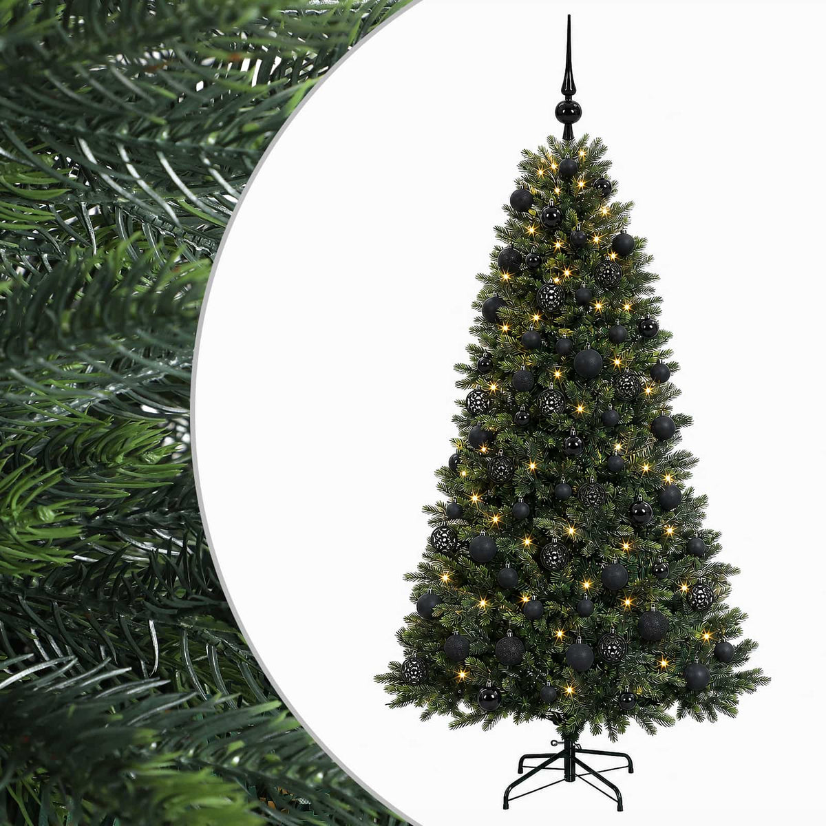 vidaXL Sztuczna choinka z bombkami 180 cm 300 LED Ciepła biel